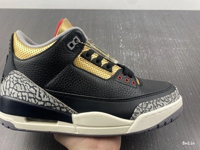 Bmlin Shoes Jordan CK9246- Retro 3 Black Gold 3832 Cement SoftTouch 1014